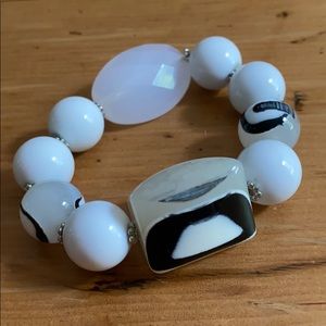 Chunky black and white plastic bead bracelet